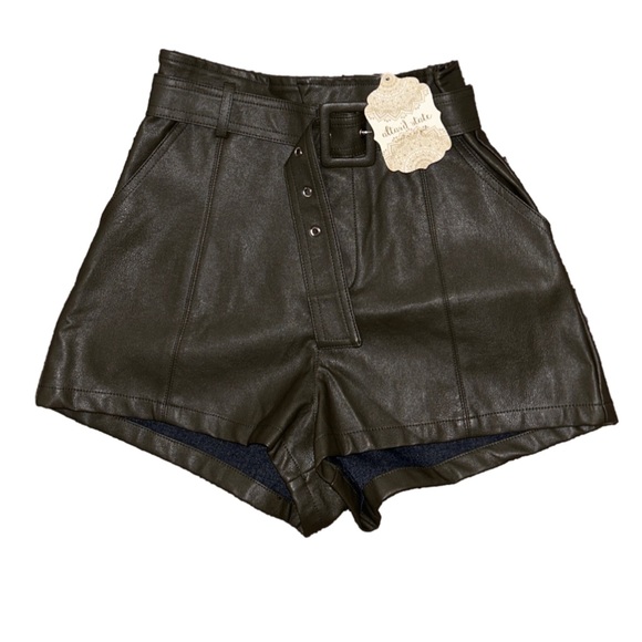 Altar'd State Pants - Altar’d State Olive Faux Leather High Rise Shorts — NWT